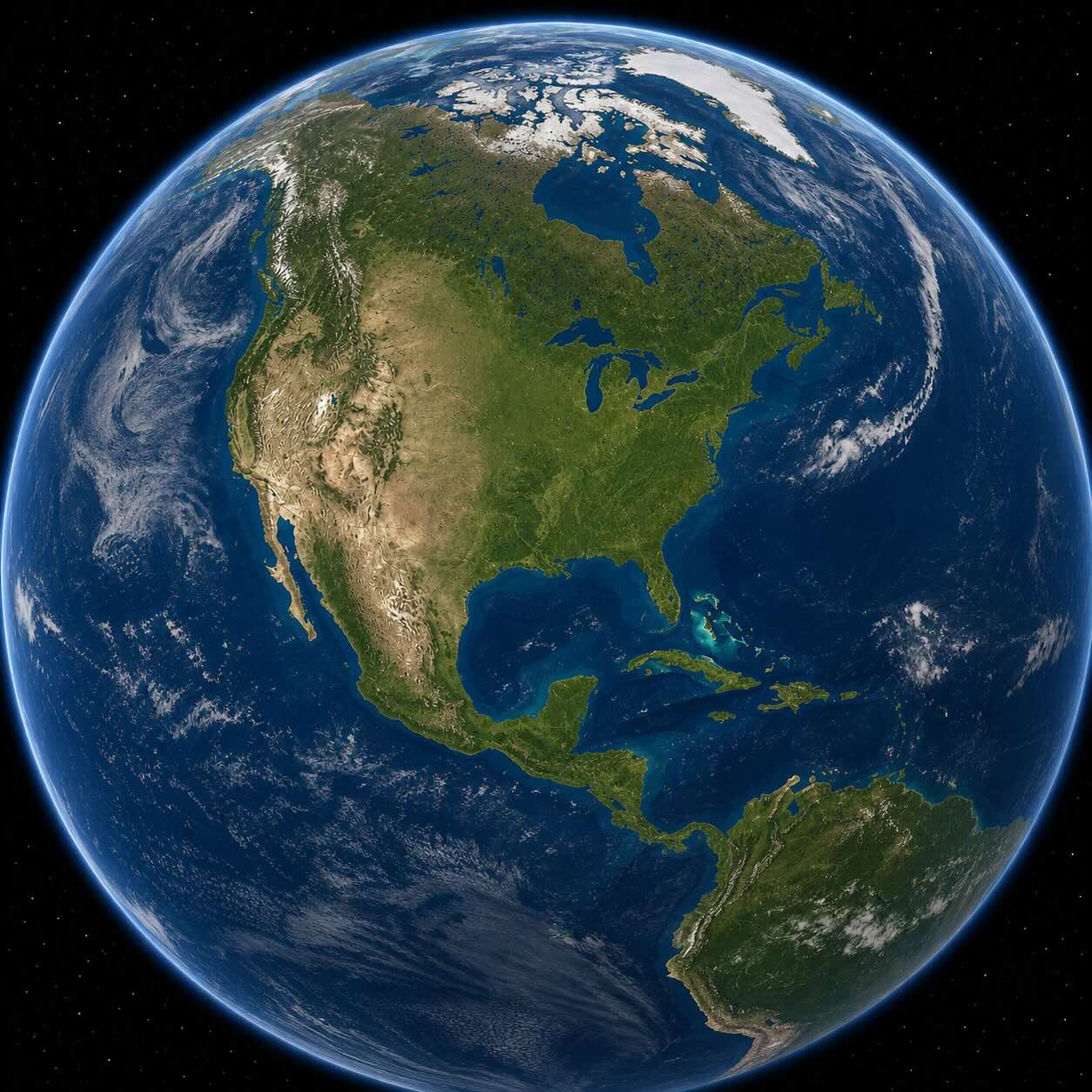 Earth focused on the United States