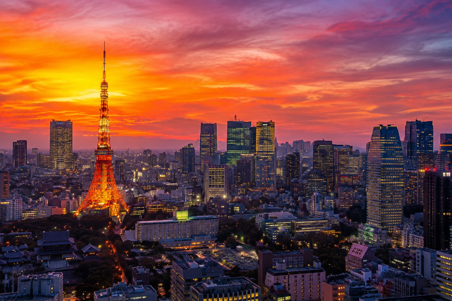 Tokyo skyline and urban Japan